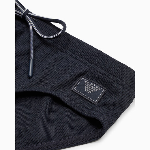 阿玛尼EA男装三角内裤老鹰徽标贴片弹力珠地布松紧腰系带沙滩泳裤25新款 海军蓝 S