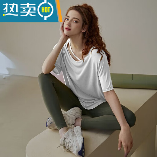 Shantou Lincun Pilates training clothes, large size quick-drying nude yoga clothes, breathable casual large size tops for fat girls, loose sports running, lotus root pink 8001/ L recommended 140-160 Jin Jin equals 0.5 kg