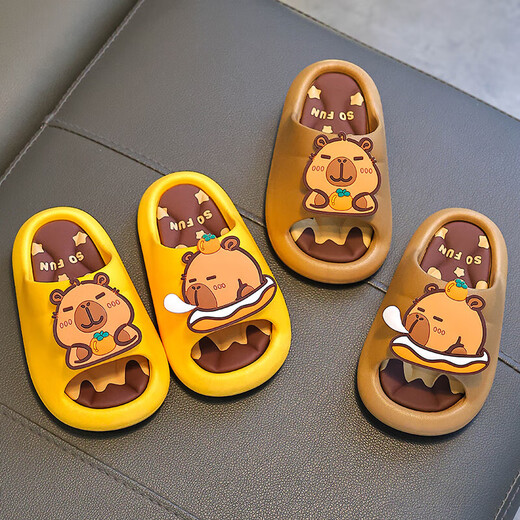 Kapibara summer children's sandals for boys and girls, non-slip indoor bathing, soft-soled sandals for older children, light coffee color (upgraded environmentally friendly material) 12 30/31 size (shoe inner length 18CM, suitable for feet 17
