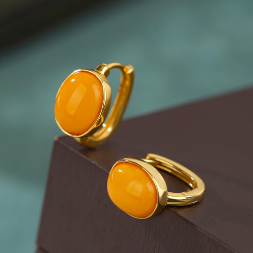 Little Silversmith S925 Silver Beeswax Earrings for Women Chinese Style Egg Face Earrings New Chinese Style Retro Ear Jewelry Chinese Valentine's Day Gift