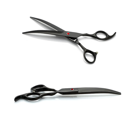 Beni pet pet scissors, grooming curved scissors, cat and dog pet shearing scissors, premium black and gray set of 5 pieces, 4 scissors, 1 comb