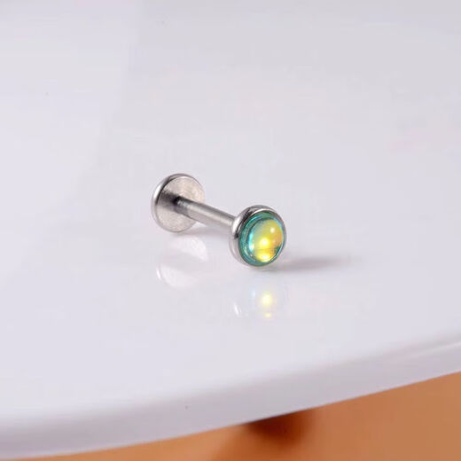梅派直杆幻彩多色闪光唇钉直钉不锈钢内螺纹耳钉耳骨钉穿刺饰品SN2679 白闪光 杆长8mm杆粗1.2mm球4mm