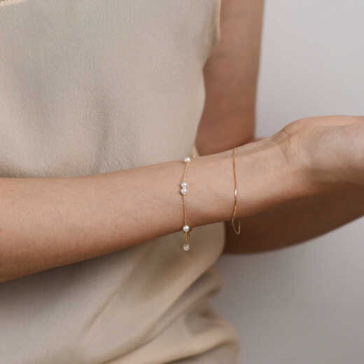 OEMG10k gold bracelet stacked gold baroque multi-layer niche design gift high-end light luxury 10k gold