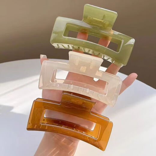 SAHANE Zuoyu 8.5CM simple square hair clip back of the head for women jelly color acrylic shark clip headdress square square coffee 8.5CM