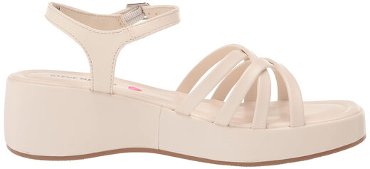 Steve Madden Girls' Shoes Unisex Crazy Wedge Sandals, White White 1 Little Kid