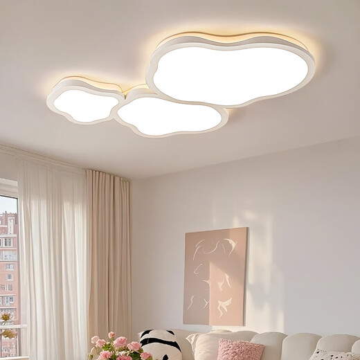 Tiffany sala de estar luz principal nube lámpara de techo estilo crema Guangdong Zhongshan lámpara moderna atmósfera simple dormitorio toda la casa paquete CY6628-490 LED de tres colores (blanco)