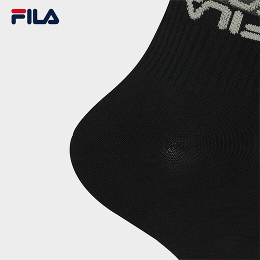 FILA Official Men's Socks Mid-waist Socks 2025 Autumn New Fashion Contrast Color Socks Casual and Comfortable Mid-Tube Socks True Black-BK XS