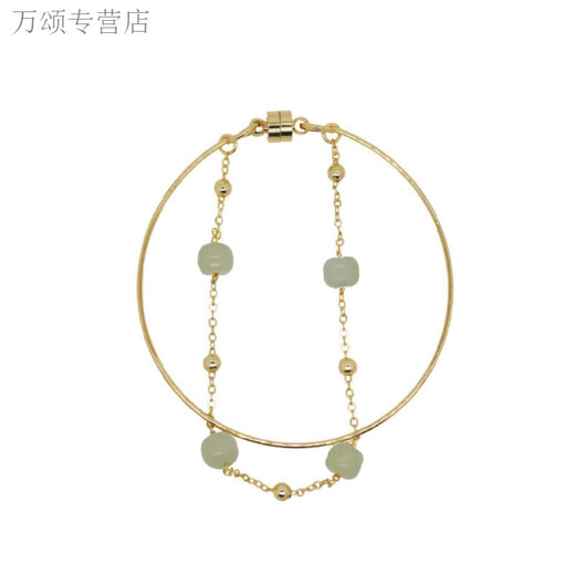 Yingtang Old Phoenix 999 pure silver 999 pure silver Hetian jade bracelet for girls ins niche design double layer stacked bracelet Hetian jade bracelet light green simple packaging