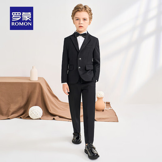 Romon children's suit vest suit boy British style host dress flower girl boy performance suit black 160