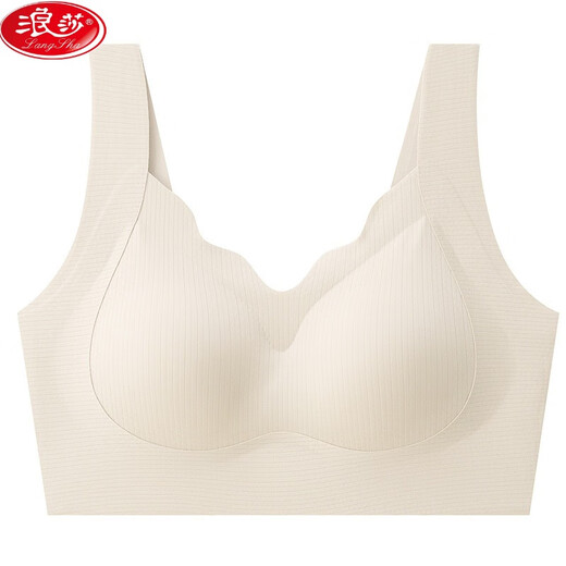 浪莎（LangSha）冰丝无痕文胸一体式内衣女春夏新款聚拢收副乳性感运动美背抹胸罩 奶白色 M 建议 （80-105斤）