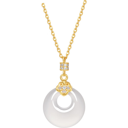 Saturday Blessing White Moonlight Peace Buckle Necklace S925 Silver New Chinese Style Birthday Gift J0614703 40+5cm