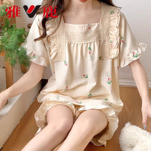 
Yalu pajamas for women in summer sweet princess style shorts shorts suit summer women's internet celebrity home clothes spring and summer style outfit JDX-695 M (suitable for 75-100Jin [Jin equals 0.5 kg])