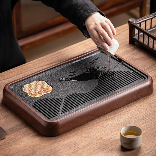 Porcelain brand tea set, ink and wash Guanshan tea set, complete set of Ru kiln teapot and tureen, kung fu tea set, gift box for home use, ink and wash Guanshan teapot and tureen, 8 cups, 13 pieces + tea tray