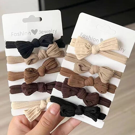 Demina Bow Hair Tie High Elasticity Rubber Band Women's Ball Hair Tie Adult Durable Hair Tie Simple High-end Popular Ponytail Bow Tie Hair Tie Mixed Colors 10