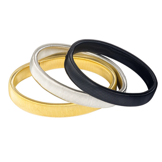 CLCEY metal cuffs bartender shirt cuff fixed control sleeve length spring ring armband armband women's cufflinks black pair diameter about 70mm