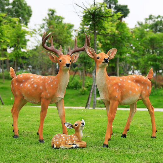 Fiberglass large animal sculpture simulated sika deer ornaments outdoor courtyard garden forest landscape lawn decoration classic doe