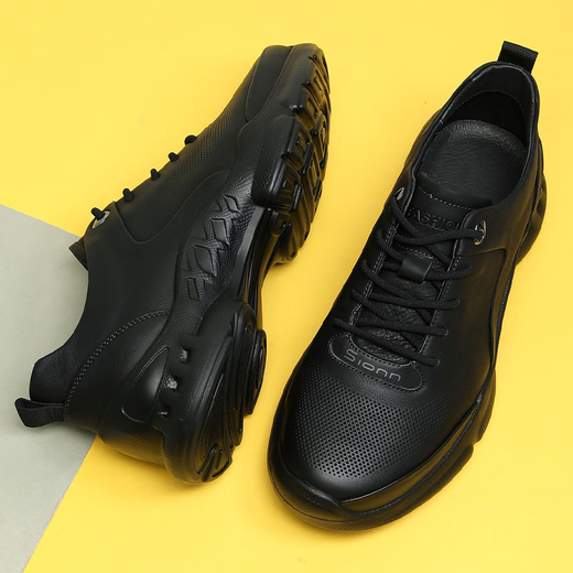 NOSSKISS International Brand Men's Shoes 2025 Spring and Summer New Genuine Leather Sports Travel Shoes Soft Thick Sole Versatile Business Casual Leather Shoes Black 40 = Leather Shoes Size 40 Sports Shoes Size 41