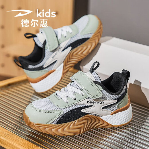 Delhui Children's Shoes Forrest Gump Shoes Boys 2025 New Summer Children's Men's Shoes Medium and Large Children's Anti-Slip Mesh Sports Shoes 3527 Matcha Green (Spring Leather) 38 Inner Length 24.3/Foot Length 23.3