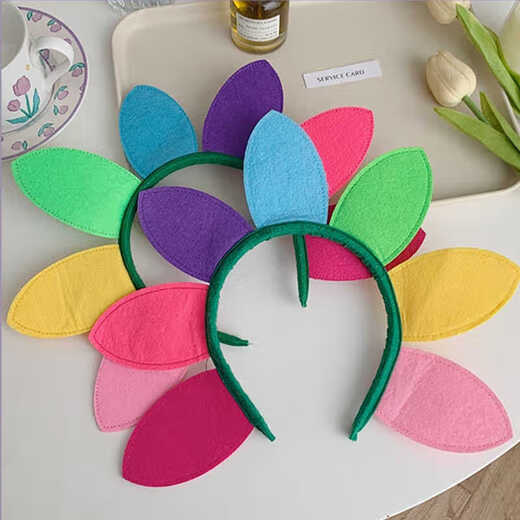SNQP New Children's Kindergarten Creative Performance Dance Sunflower Decoration Photo Props Face Wash Headband Headwear Colorful Flower Headband 1 Pack
