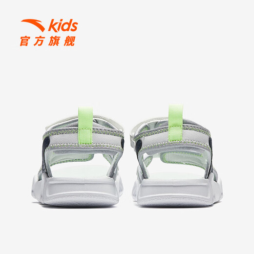 Anta children's sandals, boys' shoes, summer new Velcro outdoor open-toe soft elastic beach shoes, sand gray/new ink blue-1 38