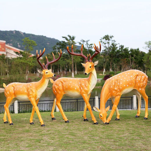 Fiberglass large animal sculpture simulated sika deer ornaments outdoor courtyard garden forest landscape lawn decoration classic doe