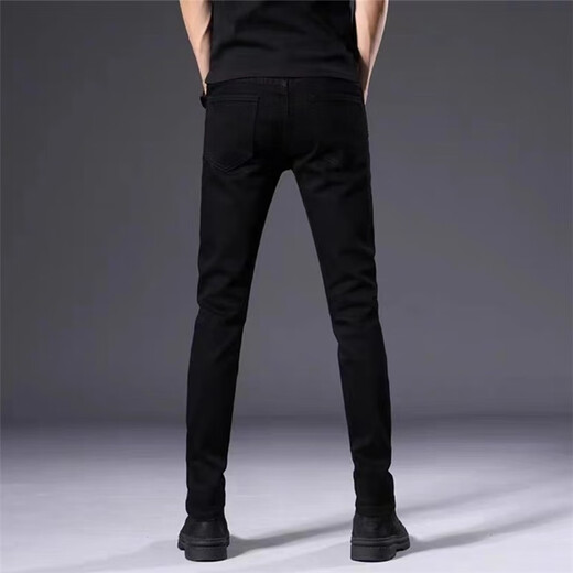 Giordano (Giordano) off-size Hong Kong high-end non-fading black velvet jeans men's slim-fitting feet autumn and winter stretch pajamas 1048 black gray slim-fitting feet one size 28