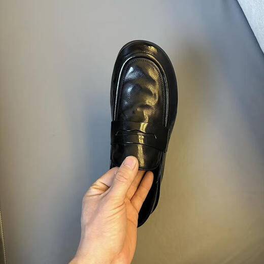 Goldlion GY Doudou Shoes Men's 2025 Spring New Slip-On Lazy Driving Soft Sole Soft Surface Business Casual Leather Shoes Black 38 Standard Leather Shoe Size