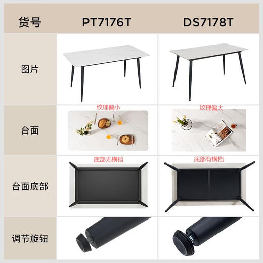 KUKA modern simple slate dining table home dining table dining table and chair combination DS7178T 1.4M single table + folded gray chair 4