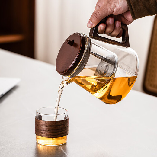 Porcelain brand tea set transparent elegant cup tea water separation glass teapot high temperature resistant office tea tea set