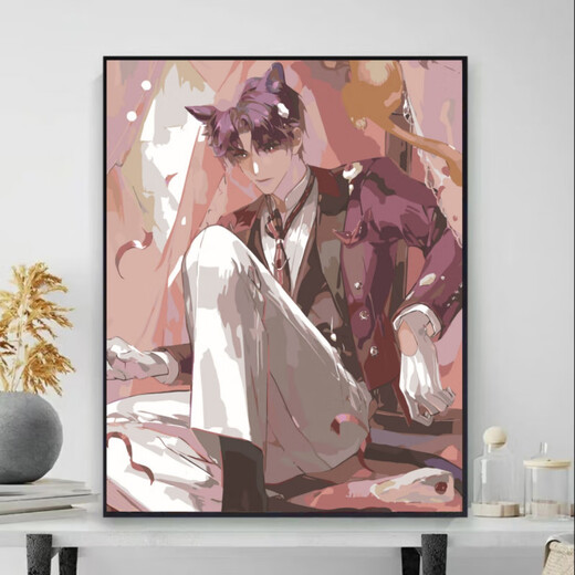 恋与深空系列数字油画沈星回游戏2025新款dly手工填色油彩画 S1001-祁煜 60*75CM【绷好实木内框款】可挂