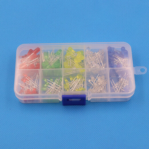 LED lamp bead component package diy set 3MM/5MM light-emitting diode package red, green, orange, yellow, blue, white mist, 3mm/5mm five colors, 20 pieces each, 1 box of lamp beads