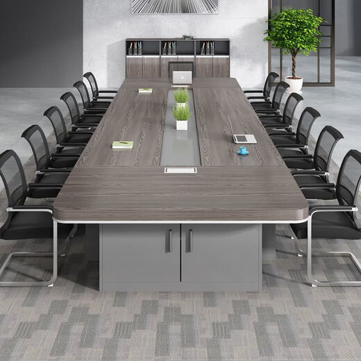 New office conference table long table modern simple conference room table and chair combination long table negotiation employee training table 2.4*1.2 meters home installation (multiple colors available)