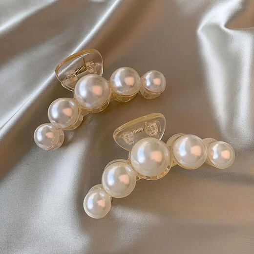 French style lazy style pearl hairpin large hair clip temperament shower hairpin Korean internet celebrity female hairpin hairpin 1# five pearl hairpin (10cm)
