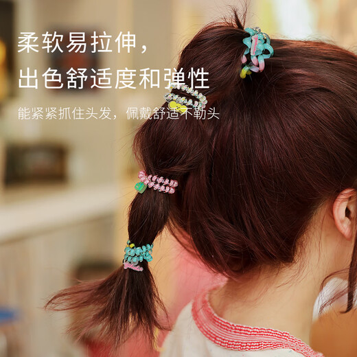 TELETIESxTYAKASHA Takasha Co-branded US Imported Telephone Lines TT Bread Hair Adorable Hair Rope [Spring Overture] L-675 (2 pieces)