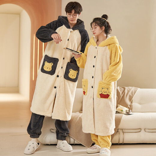 Fuxinkang Coral Velvet Couple pyjamas Fall et hiver épaissis des vêtements de flanelle pour femmes épaissies pour femmes PY-6629 XL - Femmes [Hauteur 165-170 Weight 120-140]