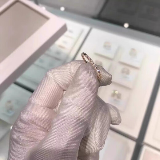 Fat Donglai's same style 18k gold ring Zhou Huanfu K female Au rose gold diamond ring tail ring as a gift for girlfriend. Rose gold diamond plain ring ring No. 8