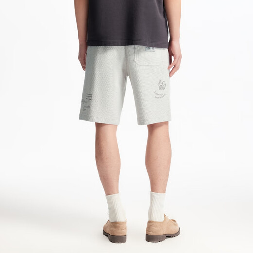 JACK&JONES Men's Versatile, Fashionable and Cool Street Letter Printed Patch Drawstring Loose Casual Shorts 22529F044 G01 Lime Gray S (170)