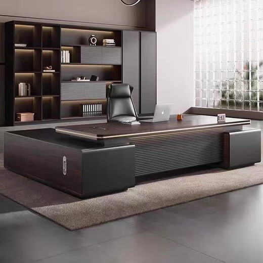 Light luxury boss desk office desk and chair combination simple modern president desk leadership office furniture manager executive desk 2.0m boss table + boss chair + 2.0m bookcase