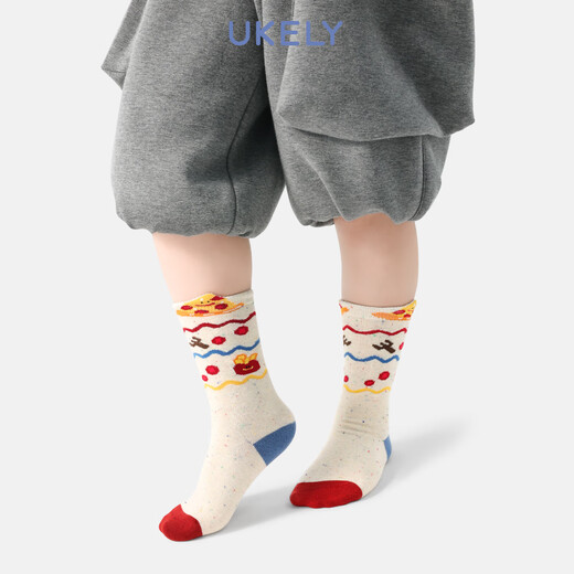 Youkeli Children's Socks Spring and Autumn Cartoon Cute Girls Baby Fashion Socks Winter Style Pure Cotton Deodorant and Sweat-Absorbent Boys Mid-Tube Socks Potato Burger Adventures 1-3 years old (S) Suitable for sizes 16-20