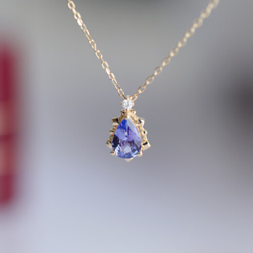 Shaoyu Natural Tanzanite Water Drop Necklace Earrings Tanzania 18k Gold Diamond Inlaid Clavicle Chain Gift Pendant Necklace