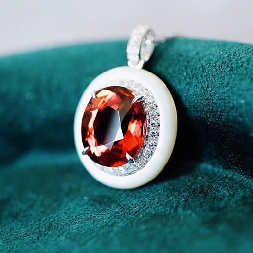 Orenchi necklace for women, natural rubellite 18K gold and diamond pendant, luxury jewelry, wedding anniversary, birthday gift for wife, rubellite and diamond white mother-of-pearl necklace, main stone 5.2ct