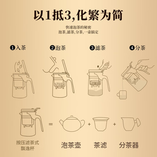 Teapot, tea cup, household tea set, tea water separation filter, kettle, glass elegant cup, personal teapot, high silicon explosion-proof tea cup 500ML