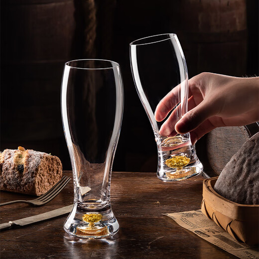 FANKAQI beer mug 500ml large capacity personalized draft beer mug creative glass mug for home use gold foil beer mug 2 pieces 450ml