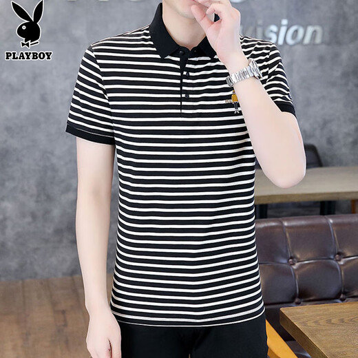 Playboy (PLAYBOY) short-sleeved T-shirt men's POLO bottoming shirt summer ice silk half-sleeved high-end inner wear men's fashion brand slimming clothes
