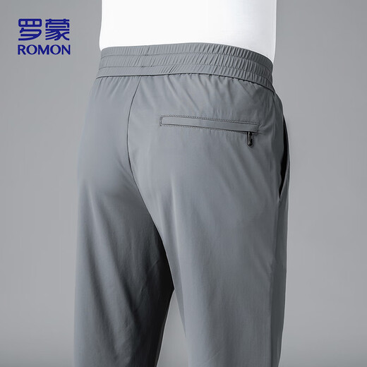 
ROMON casual pants men summer outdoor versatile ice silk sweatpants straight drooping long pants men DR6 gray XL