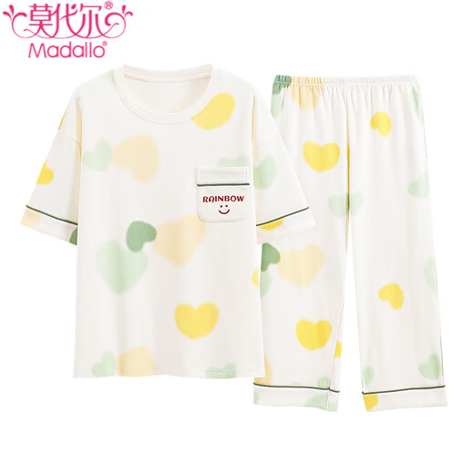 Pyjama modal pour femmes été nouveau pantalon court à manches courtes en pur coton peut être porté à l'extérieur ensemble de vêtements de maison en coton doux décontracté et confortable 9892 9854 M recommandé 75-90Jin Jin équivaut à 0,5 kg à porter