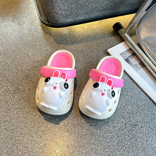 COLORFUL GEMS children's slippers for summer new style for boys and girls indoor non-slip soft sole two-wear Baotou children's sandals baby hole shoes black 26 -27