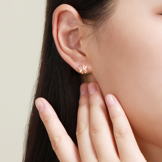 Anglang S999 Silver Needle Weekly Earrings Gift Box for Girls Practical Birthday Gift for Chinese Valentine's Day for Girlfriend SF Express/With Silver Needle Certificate/Rose Gold