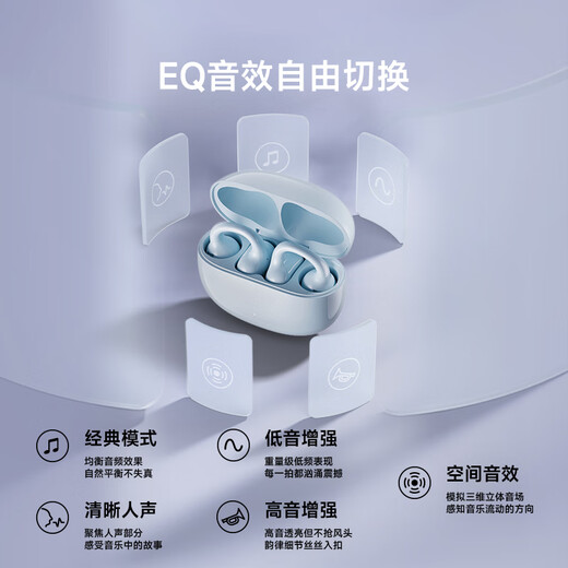 Edifier (EDIFIER) Comfo Clip Q qq ear clip Bluetooth headset, open sports headset, AI translation, suitable for Apple, Huawei, Xiaomi OPPO mobile phone, sea salt blue