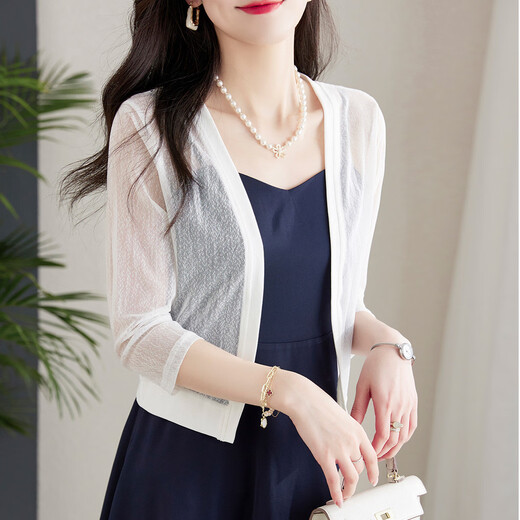 Chaqueta Shangjing para mujeres en verano New Women's Clothing Simple Casual Hollow Light y cómoda chaqueta de chal delgada corta para mujeres para mujeres